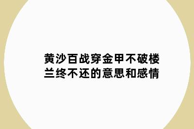 黄沙百战穿金甲不破楼兰终不还的意思和感情