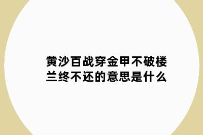 黄沙百战穿金甲不破楼兰终不还的意思是什么