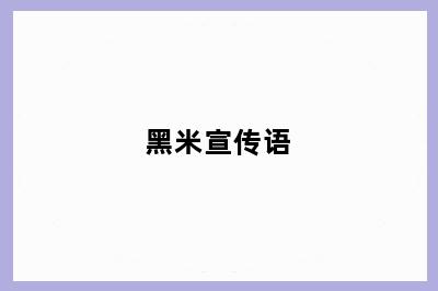 黑米宣传语