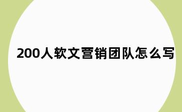 200人软文营销团队怎么写