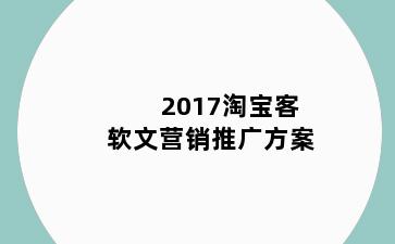2017淘宝客软文营销推广方案