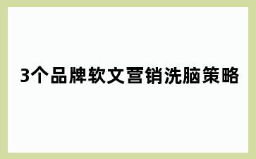 3个品牌软文营销洗脑策略