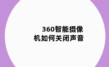 360智能摄像机如何关闭声音