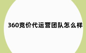 360竞价代运营团队怎么样