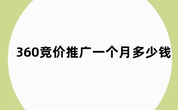 360竞价推广一个月多少钱