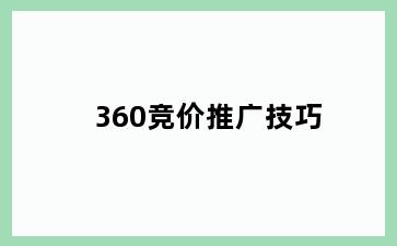 360竞价推广技巧