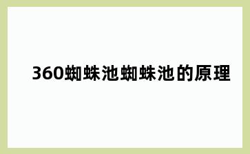360蜘蛛池蜘蛛池的原理