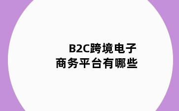 B2C跨境电子商务平台有哪些