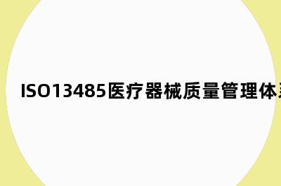 ISO13485医疗器械质量管理体系