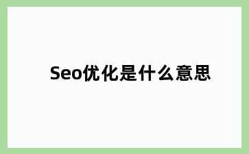 Seo优化是什么意思