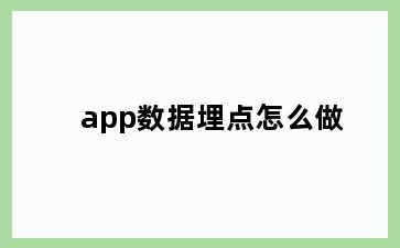 app数据埋点怎么做