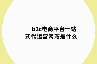 b2c电商平台一站式代运营网站是什么
