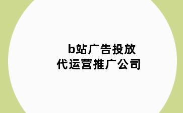 b站广告投放代运营推广公司