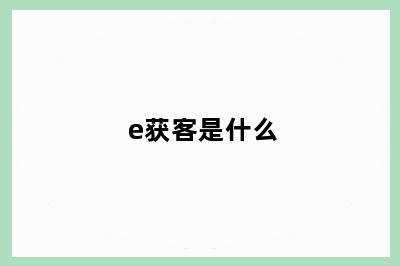 e获客是什么