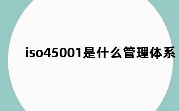 iso45001是什么管理体系
