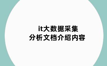 it大数据采集分析文档介绍内容