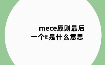 mece原则最后一个E是什么意思