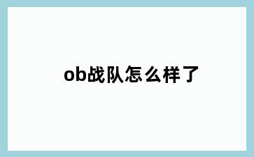ob战队怎么样了