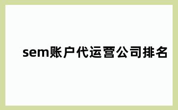 sem账户代运营公司排名