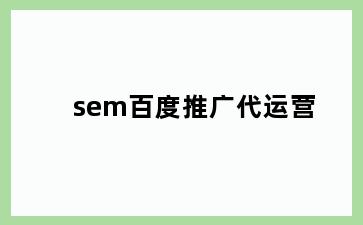 sem百度推广代运营