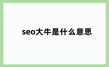 seo大牛是什么意思