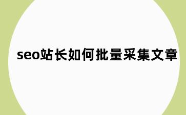 seo站长如何批量采集文章