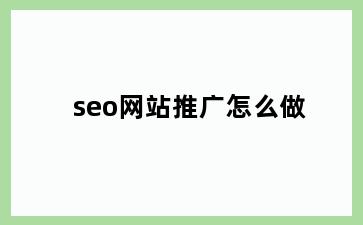 seo网站推广怎么做
