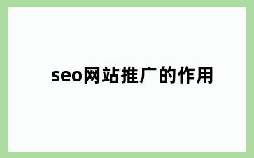 seo网站推广的作用