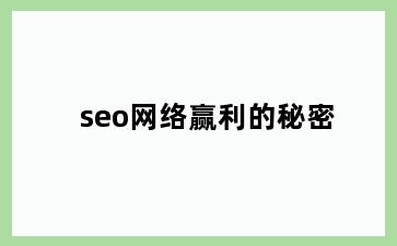 seo网络赢利的秘密