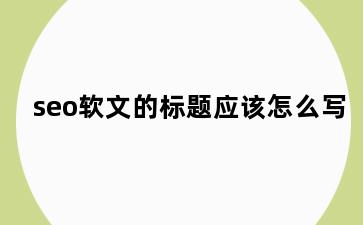 seo软文的标题应该怎么写