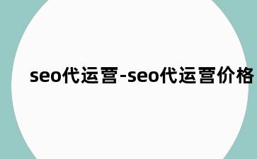 seo代运营-seo代运营价格