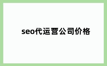 seo代运营公司价格