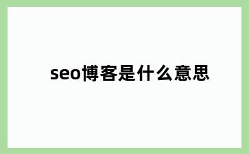 seo博客是什么意思