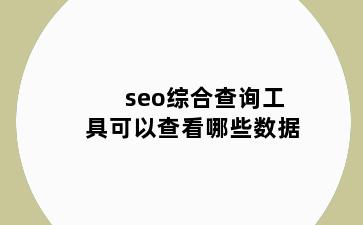 seo综合查询工具可以查看哪些数据