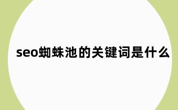 seo蜘蛛池的关键词是什么