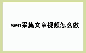 seo采集文章视频怎么做