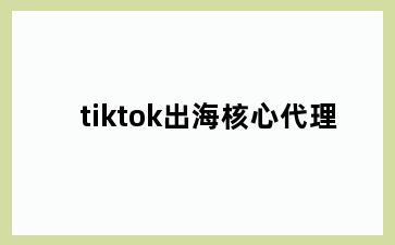 tiktok出海核心代理