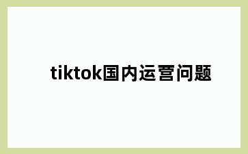 tiktok国内运营问题