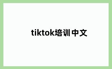 tiktok培训中文
