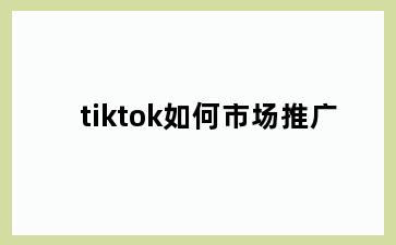tiktok如何市场推广