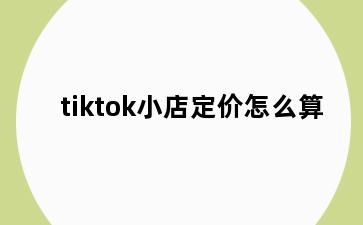 tiktok小店定价怎么算