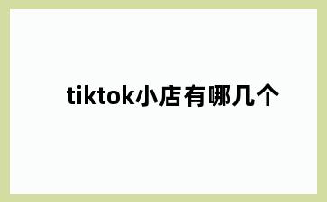 tiktok小店有哪几个