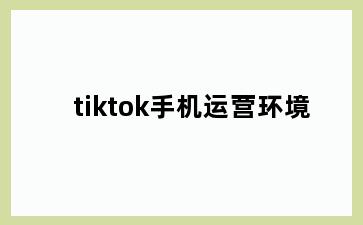 tiktok手机运营环境