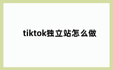 tiktok独立站怎么做