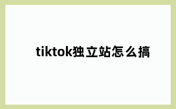 tiktok独立站怎么搞