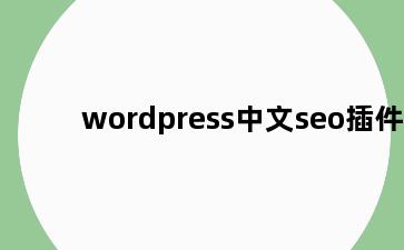 wordpress中文seo插件