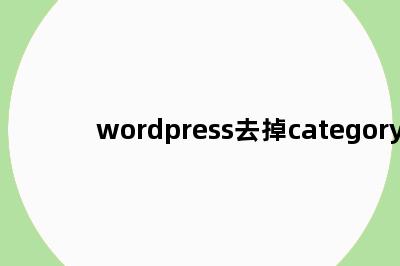 wordpress去掉category