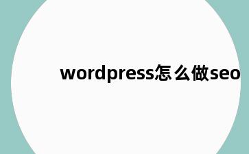 wordpress怎么做seo