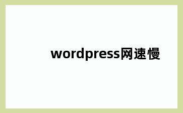 wordpress网速慢