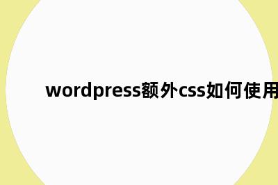 wordpress额外css如何使用